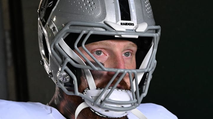 Dec 14, 2025; Philadelphia, Pennsylvania, USA; Las Vegas Raiders defensive end Maxx Crosby (98) in the tunnel against the Philadelphia Eagles at Lincoln Financial Field. Mandatory Credit: Eric Hartline-Imagn Images