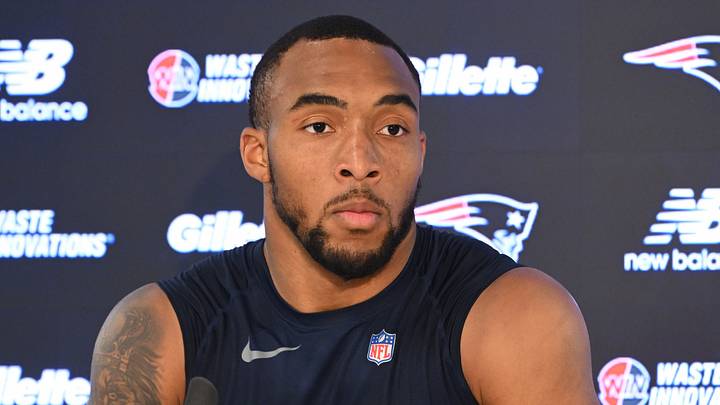 New England Patriots running back Treveyon Henderson (32).