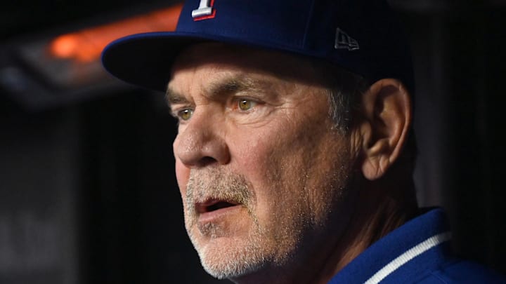 Texas Rangers mnanager Bruce Bochy is seen prior to a game against the Chicago Cubs