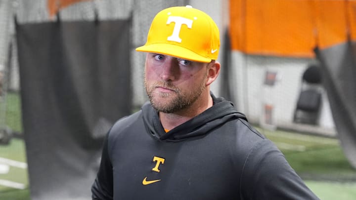 Tennessee baseball coach Josh Elander after the Tennessee baseball Orange & White scrimmage at Lindsey Nelson Stadium on November 9, 2025, in Knoxville, Tenn.