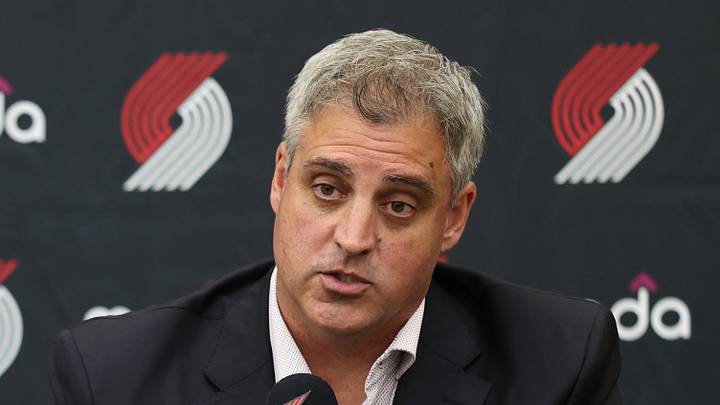 Jun 25, 2026; Portland, OR, USA;  Portland Trail Blazers head coach Micah Nori answers questions from the press conference at the Trail Blazers Practice Facility. Mandatory Credit: Jaime Valdez-Imagn Images