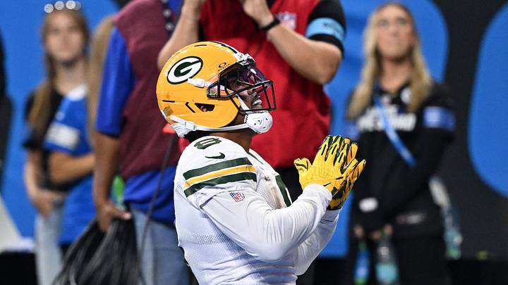 Oct 25, 2026; Detroit, Michigan, USA; Green Bay Packers running back Josh Jacobs (8) celebrates a touchdown during the third quarter against the Detroit Lions at Ford Field. Mandatory Credit: Lon Horwedel-Imagn Images Oct 25, 2026; Detroit, Michigan, USA; Green Bay Packers running back Josh Jacobs (8) celebrates a touchdown during the third quarter against the Detroit Lions at Ford Field. Mandatory Credit: Lon Horwedel-Imagn Images