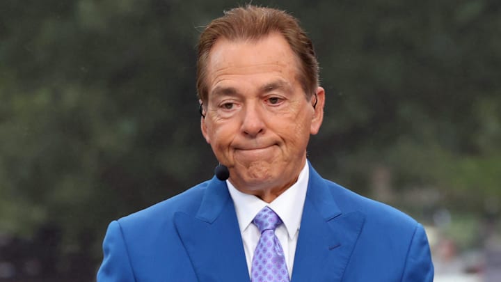 Nick Saban is on stage at ESPN College GameDay ahead of the University of Oklahoma-Michigan College football game on Sep 6, 2025 in Norman. Nick Saban is on stage at ESPN College GameDay ahead of the University of Oklahoma-Michigan College football game on Sep 6, 2025 in Norman.