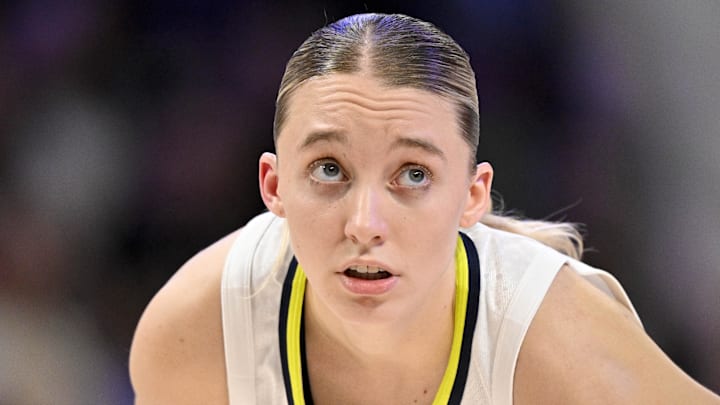 Dallas Wings guard Paige Bueckers looks on during the second half against the Phoenix Mercury. Dallas Wings guard Paige Bueckers looks on during the second half against the Phoenix Mercury.