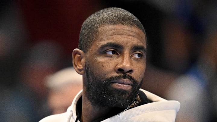 Dallas Mavericks guard Kyrie Irving looks on during the second half against the LA Clippers.