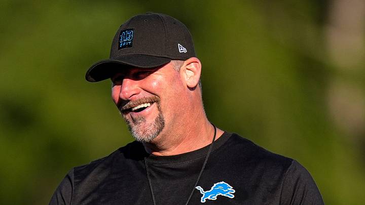 Detroit Lions head coach Dan Campbell watches practice during training camp at Meijer Performance Center in Allen Park on Wednesday, July 29, 2026.