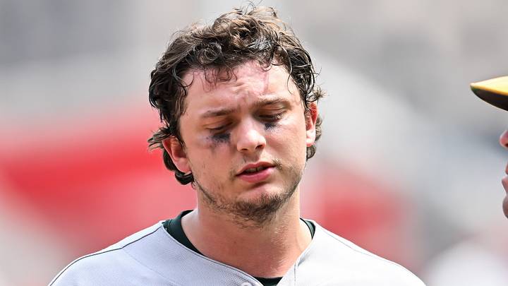 Jul 26, 2026; Minneapolis, Minnesota, USA; Athletics first baseman Nick Kurtz (16) reacts during the fourth inning against the Minnesota Twins at Target Field. Mandatory Credit: Jeffrey Becker-Imagn Images Jul 26, 2026; Minneapolis, Minnesota, USA; Athletics first baseman Nick Kurtz (16) reacts during the fourth inning against the Minnesota Twins at Target Field. Mandatory Credit: Jeffrey Becker-Imagn Images