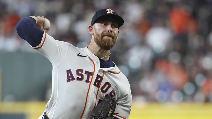 Apr 25, 2026; Houston, Texas, USA; Houston Astros starting pitcher Mike Burrows (50) delivers a pitch during the second inning against the New York Yankees at Daikin Park. Mandatory Credit: Troy Taormina-Imagn Images