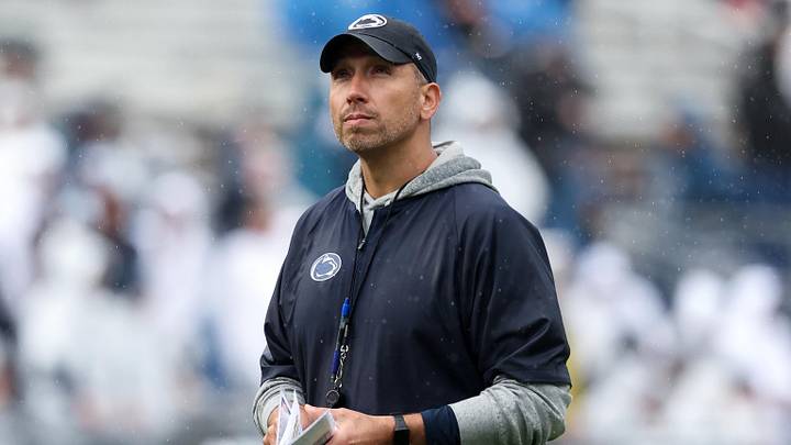 Apr 25, 2026; University Park, PA, USA; Penn State Nittany Lions head coach Matt Campbell looks on from the field during the Penn State Blue-White Spring game at Beaver Stadium. Mandatory Credit: Matthew O'Haren-Imagn Images