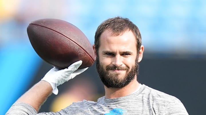 Carolina Panthers wide receiver Hunter Renfrow during pregame warmups against the Pittsburgh Steelers.
