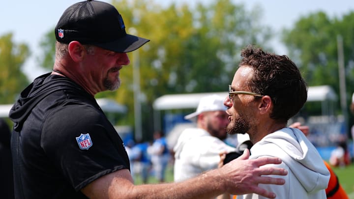 Detroit Lions coach Dan Campbell shakes hands with Miami Dolphins coach Mike McDaniel Detroit Lions coach Dan Campbell shakes hands with Miami Dolphins coach Mike McDaniel