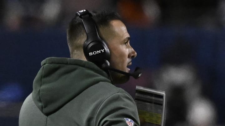 Green Bay Packers coach Matt LaFleur stands on the sideline during the wild-card loss at the Chicago Bears.