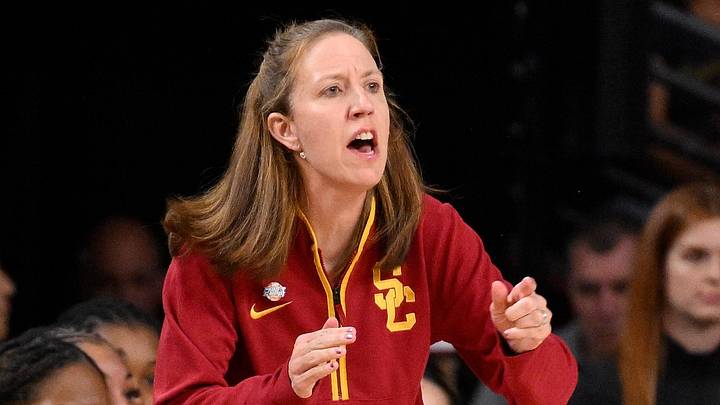 Mar 22, 2025; Los Angeles, California, USA; USC Trojans head coach Lindsay Gottlieb during the fourth quarter of an NCAA Tournament game against the UNC Greensboro Spartans at Galen Center. Mandatory Credit: Robert Hanashiro-Imagn Images Mar 22, 2025; Los Angeles, California, USA; USC Trojans head coach Lindsay Gottlieb during the fourth quarter of an NCAA Tournament game against the UNC Greensboro Spartans at Galen Center. Mandatory Credit: Robert Hanashiro-Imagn Images