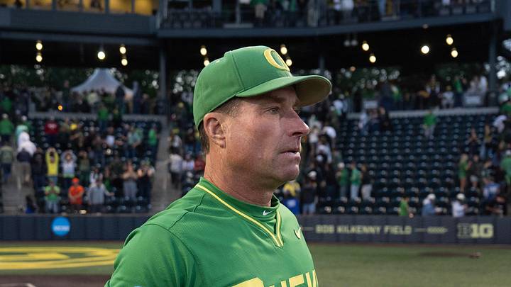 Oregon head coach Mark Wasikowski leaves the field after the win over Washington State on day two of the NCAA Eugene Regional Tournament at PK Park n Eugene May 30, 2026. Oregon head coach Mark Wasikowski leaves the field after the win over Washington State on day two of the NCAA Eugene Regional Tournament at PK Park n Eugene May 30, 2026.