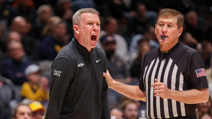 Feb 8, 2026; Morgantown, West Virginia, USA; West Virginia Mountaineers head coach Ross Hodge yells during the second half against the Texas Tech Red Raiders at Hope Coliseum. Mandatory Credit: Ben Queen-Imagn Images