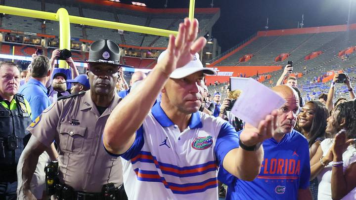 Florida head coach Jon Sumrall won his first game as the Gators' head coach with a 66-21 win over FAU.