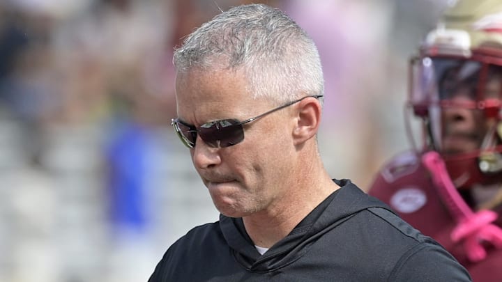 Oct 11, 2025; Tallahassee, Florida, USA; Florida State Seminoles head coach Mike Norvell after losing the game to the Pittsburgh Panthers at Doak S. Campbell Stadium. Mandatory Credit: Melina Myers-Imagn Images Oct 11, 2025; Tallahassee, Florida, USA; Florida State Seminoles head coach Mike Norvell after losing the game to the Pittsburgh Panthers at Doak S. Campbell Stadium. Mandatory Credit: Melina Myers-Imagn Images