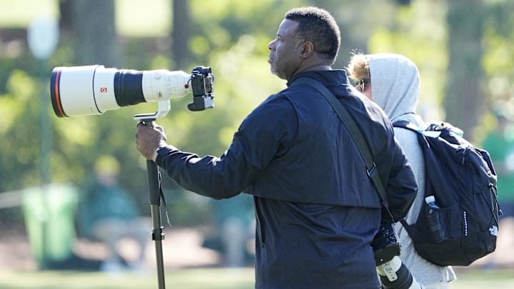 Griffey Jr. is seen on the second green during the second round of the Masters Tournament at Augusta National Golf Club. 