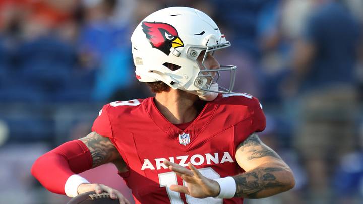 Aug 6, 2026; Canton, Ohio, USA; Arizona Cardinals quarterback Carson Beck (19) warms up before playing the the Carolina Panthers at Tom Benson Hall of Fame Stadium. Mandatory Credit: Charles LeClaire-Imagn Images Aug 6, 2026; Canton, Ohio, USA; Arizona Cardinals quarterback Carson Beck (19) warms up before playing the the Carolina Panthers at Tom Benson Hall of Fame Stadium. Mandatory Credit: Charles LeClaire-Imagn Images