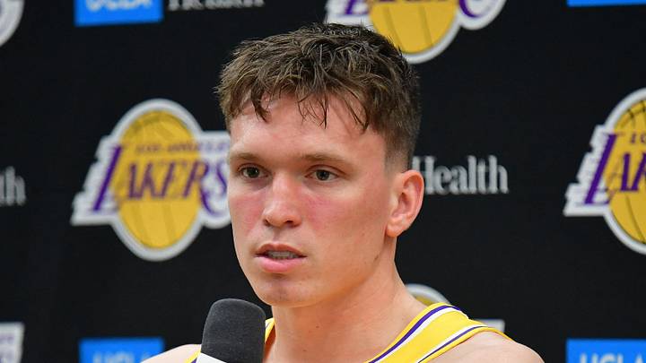 Sep 28, 2026; El Segundo, CA, USA; Los Angeles Lakers player Dalton Knecht (4) during media day at UCLA Health Training Center. Mandatory Credit: Gary A. Vasquez-Imagn Images Sep 28, 2026; El Segundo, CA, USA; Los Angeles Lakers player Dalton Knecht (4) during media day at UCLA Health Training Center. Mandatory Credit: Gary A. Vasquez-Imagn Images