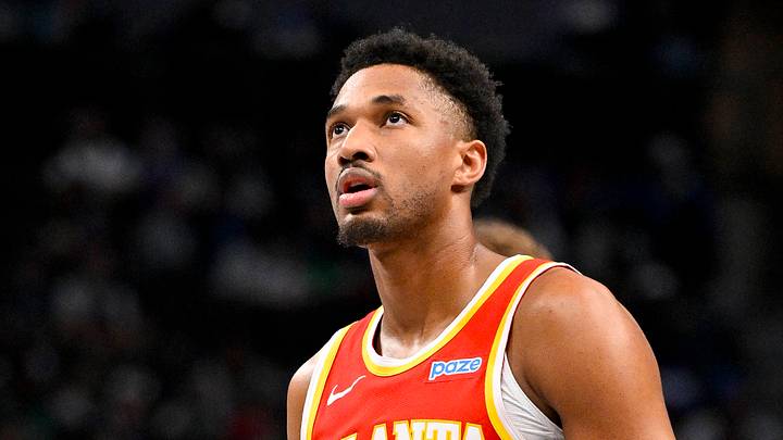 Oct 16, 2026; Dallas, Texas, USA; Atlanta Hawks guard Aaron Wiggins (2) looks on during the game between the Mavericks and the Hawks at American Airlines Center. Mandatory Credit: Jerome Miron-Imagn Images