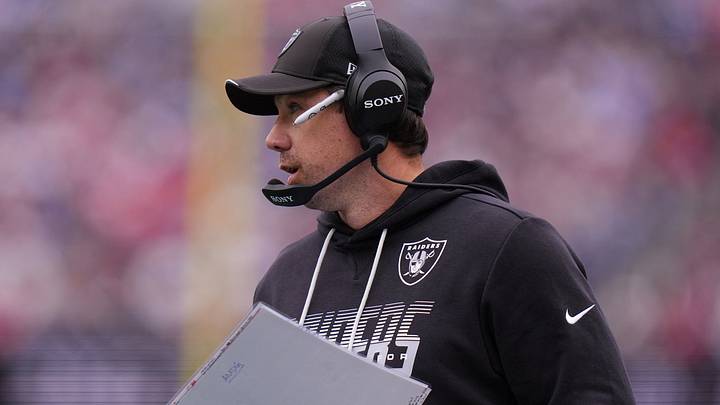 Oct 11, 2026; Foxborough, Massachusetts, USA; Las Vegas Raiders head coach Klint Kubiak watches from the sideline as they take on the New England Patriots at Gillette Stadium. Mandatory Credit: David Butler II-Imagn Images Oct 11, 2026; Foxborough, Massachusetts, USA; Las Vegas Raiders head coach Klint Kubiak watches from the sideline as they take on the New England Patriots at Gillette Stadium. Mandatory Credit: David Butler II-Imagn Images