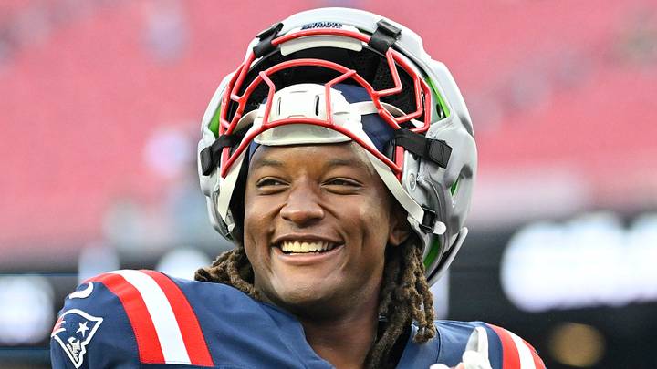 Aug 13, 2026; Foxborough, Massachusetts, USA; New England Patriots offensive lineman Jared Wilson (55) looks on and claps before a game against the Indianapolis Colts at Gillette Stadium. Mandatory Credit: Eric Canha-Imagn Images