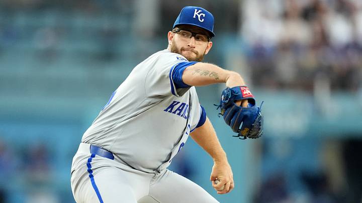 Aug 10, 2026; Los Angeles, California, USA; Kansas City Royals pitcher Noah Cameron (65 throws in the first inning against the Los Angeles Dodgers at Dodger Stadium. Mandatory Credit: Kirby Lee-Imagn Images Aug 10, 2026; Los Angeles, California, USA; Kansas City Royals pitcher Noah Cameron (65 throws in the first inning against the Los Angeles Dodgers at Dodger Stadium. Mandatory Credit: Kirby Lee-Imagn Images