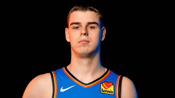 Nikola Topic is pictured during the Thunder media day at the Paycom Center in Oklahoma City, on Monday, Sept. 30, 2024.
