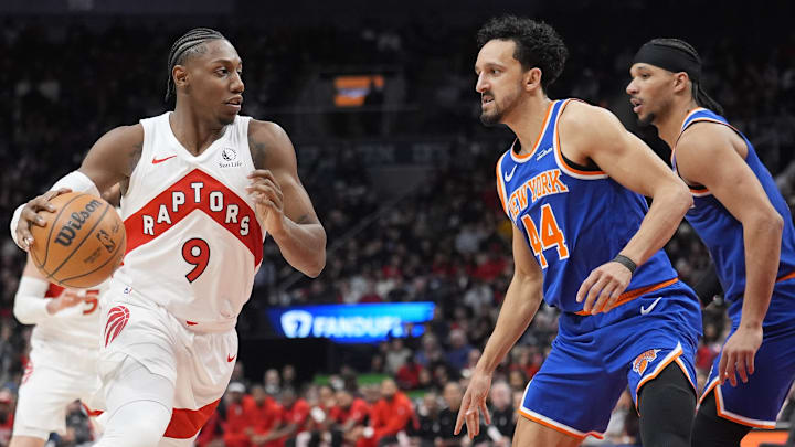 Jan 28, 2026; Toronto, Ontario, CAN; Toronto Raptors forward RJ Barrett (9) drives to the net against New York Knicks guard Landry Shamet (44) during the second half at Scotiabank Arena. Mandatory Credit: John E. Sokolowski-Imagn Images Jan 28, 2026; Toronto, Ontario, CAN; Toronto Raptors forward RJ Barrett (9) drives to the net against New York Knicks guard Landry Shamet (44) during the second half at Scotiabank Arena. Mandatory Credit: John E. Sokolowski-Imagn Images