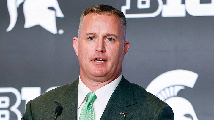 Jul 29, 2026; Chicago, IL, USA; Michigan State Football head coach Pat Fitzgerald speaks during Big Ten Media Days at Hilton Chicago. Mandatory Credit: Kamil Krzaczynski-Imagn Images Jul 29, 2026; Chicago, IL, USA; Michigan State Football head coach Pat Fitzgerald speaks during Big Ten Media Days at Hilton Chicago. Mandatory Credit: Kamil Krzaczynski-Imagn Images