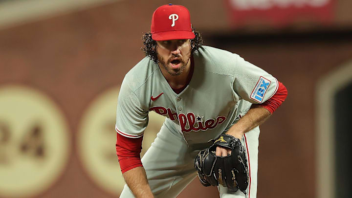 Jul 8, 2025; San Francisco, California, USA; Philadelphia Phillies relief pitcher Jordan Romano (68) on the mound against the San Francisco Giants during the ninth inning at Oracle Park