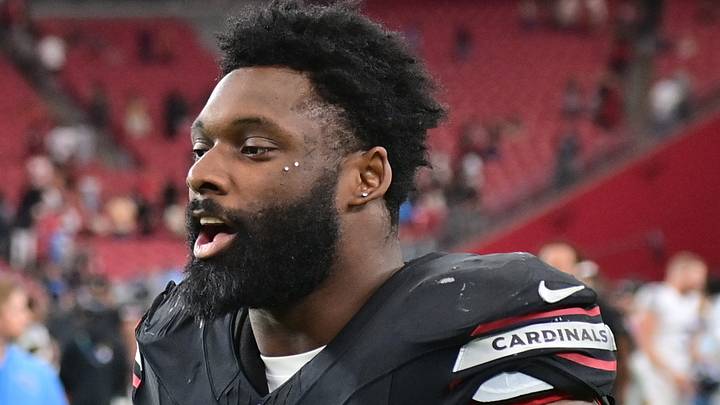 Oct 5, 2025; Glendale, Arizona, USA; Arizona Cardinals outside linebacker Josh Sweat (10) walks off the field at the end of their game against the Tennessee Titans at State Farm Stadium. Mandatory Credit: Matt Kartozian-Imagn Images