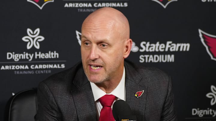 Cardinals general manager Monti Ossenfort speaks about Walter Nolen during a news conference inside the Arizona Cardinals training facility on April 24, 2025, in Tempe. Cardinals general manager Monti Ossenfort speaks about Walter Nolen during a news conference inside the Arizona Cardinals training facility on April 24, 2025, in Tempe.