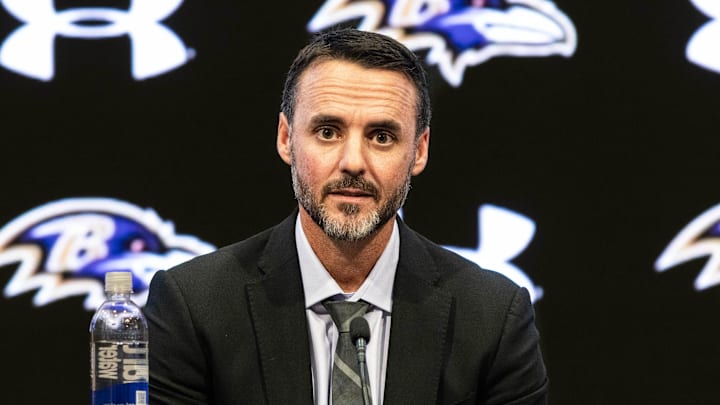 Jan 29, 2026; Owings Mills, MD, USA;  Jesse Minter at press conference at Under Armour Performance Center. Mandatory Credit: Lexi Thompson-Imagn Images