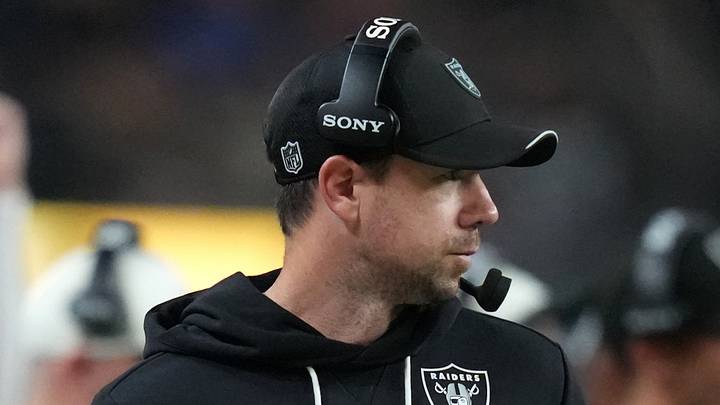 Aug 27, 2026; Paradise, Nevada, USA; Las Vegas Raiders head coach Klint Kubiak watches game play against the San Francisco 49ers during the third quarter at Allegiant Stadium. Mandatory Credit: Kirby Lee-Imagn Images Aug 27, 2026; Paradise, Nevada, USA; Las Vegas Raiders head coach Klint Kubiak watches game play against the San Francisco 49ers during the third quarter at Allegiant Stadium. Mandatory Credit: Kirby Lee-Imagn Images