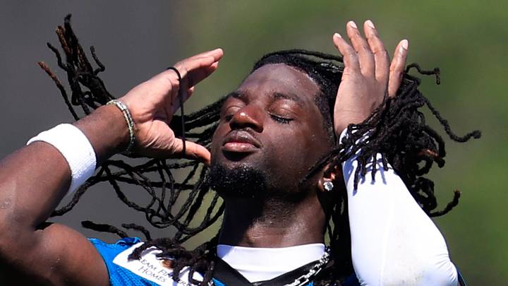 Jacksonville Jaguars wide receiver Brian Thomas Jr. flips his hair
