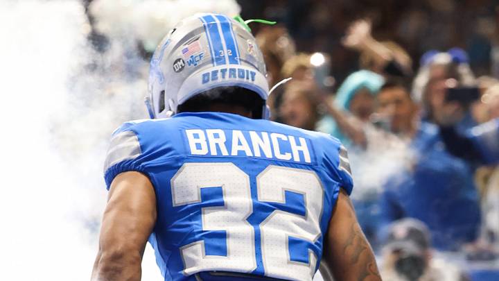 Detroit Lions defensive back Brian Branch (32) enters the field before the game against the Minnesota Vikings