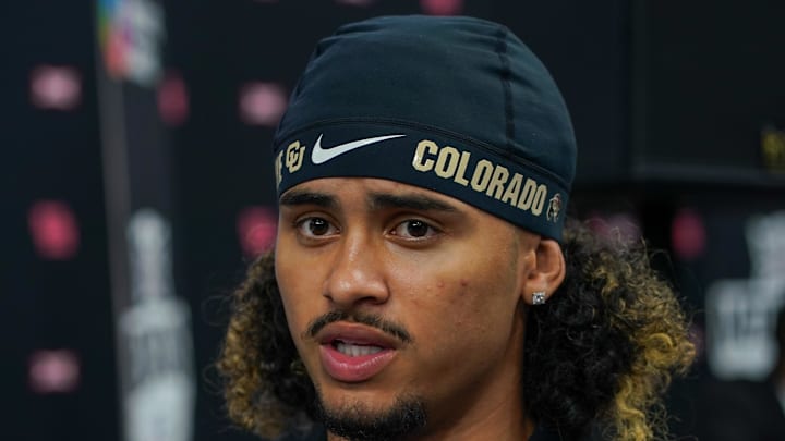 Jul 9, 2025; Frisco, TX, USA; Colorado quarterback Julian Lewis speaks with the media during 2025 Big 12 Football Media Days at The Star. Mandatory Credit: Raymond Carlin III-Imagn Images Jul 9, 2025; Frisco, TX, USA; Colorado quarterback Julian Lewis speaks with the media during 2025 Big 12 Football Media Days at The Star. Mandatory Credit: Raymond Carlin III-Imagn Images