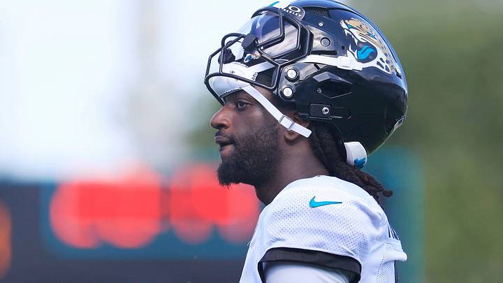 Jacksonville Jaguars wide receiver Brian Thomas Jr. (7) looks on after Day 11 of NFL training camp at the Miller Electric Center on Tuesday, Aug. 11, 2026, in Jacksonville, Fla.