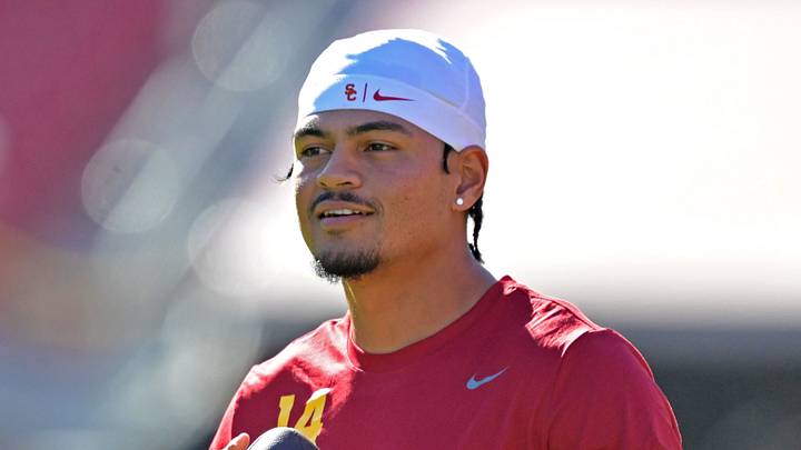 USC Trojans quarterback Jayden Maiava (14) warms up prior to the game against the Michigan Wolverines at United Airlines Field at the Los Angeles Memorial Coliseum. USC Trojans quarterback Jayden Maiava (14) warms up prior to the game against the Michigan Wolverines at United Airlines Field at the Los Angeles Memorial Coliseum.