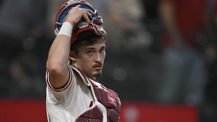 Feb 23, 2025; Arlington, TX, USA; The Michigan Wolverines play the Arkansas Razorbacks during the Amegy Bank College Baseball Series presented by Kubota Weekend 2 at Globe Life Field. Mandatory Credit: Jerome Miron-Imagn Images