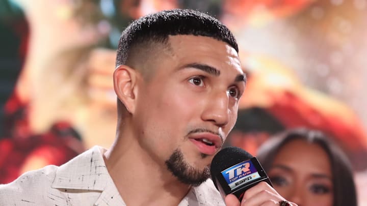 Teofimo Lopez, WBO and Ring Magazine junior welterweight champion, speaks on February 2, 2024.
