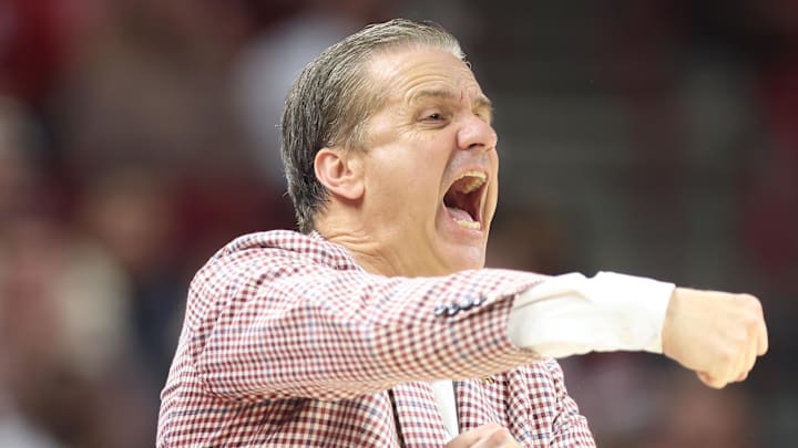 Arkansas Razorbacks coach John Calipari during the second half against the Texas Longhorns at Bud Walton Arena in Fayetteville, Ark.