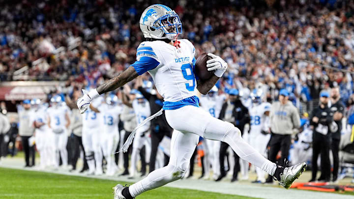 Detroit Lions wide receiver Jameson Williams (9).