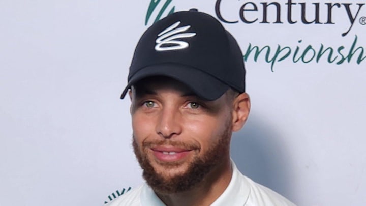 Steph Curry talks to the media Friday after taking the lead with 27 points in the American Century Championship celebrity golf tournament at Edgewood Tahoe. Steph Curry talks to the media Friday after taking the lead with 27 points in the American Century Championship celebrity golf tournament at Edgewood Tahoe.