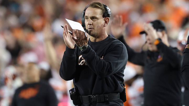 Oklahoma State Cowboys head coach Eric Morris. Oklahoma State Cowboys head coach Eric Morris.