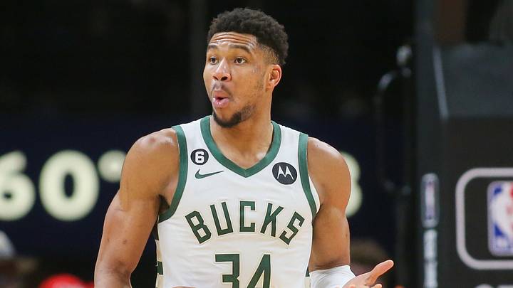 Milwaukee Bucks forward Giannis Antetokounmpo (34) reacts (Mandatory Credit: Brett Davis-Imagn Images)