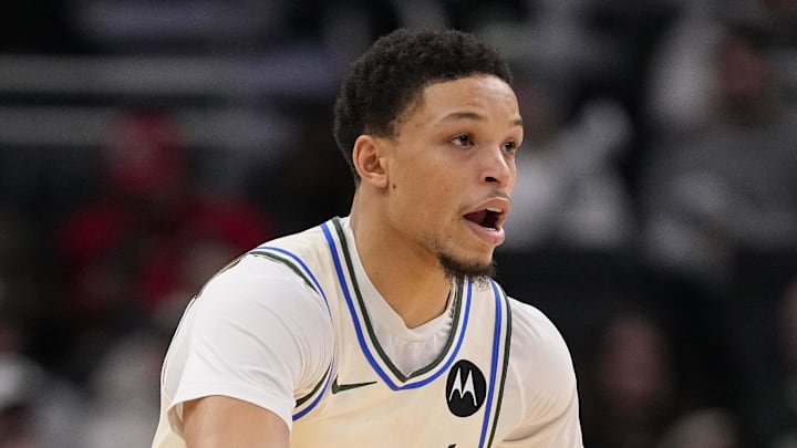 Milwaukee Bucks guard Ryan Rollins (13) during the game against the New Orleans Pelicans at Fiserv Forum on February 4, 2026.