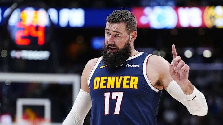 Dec 15, 2025; Denver, Colorado, USA; Denver Nuggets center Jonas Valanciunas (17) during the second quarter against the Houston Rockets at Ball Arena. Dec 15, 2025; Denver, Colorado, USA; Denver Nuggets center Jonas Valanciunas (17) during the second quarter against the Houston Rockets at Ball Arena.